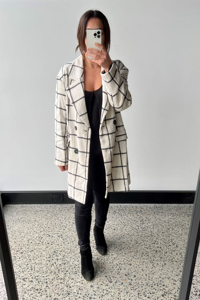 Black and hotsell white grid coat